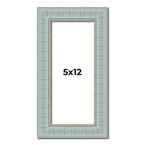 5x12 Frame Blue Teal Distressed Solid Wood Picture Frame | 1.625 Inch Moulding Width | Sonoma Blue