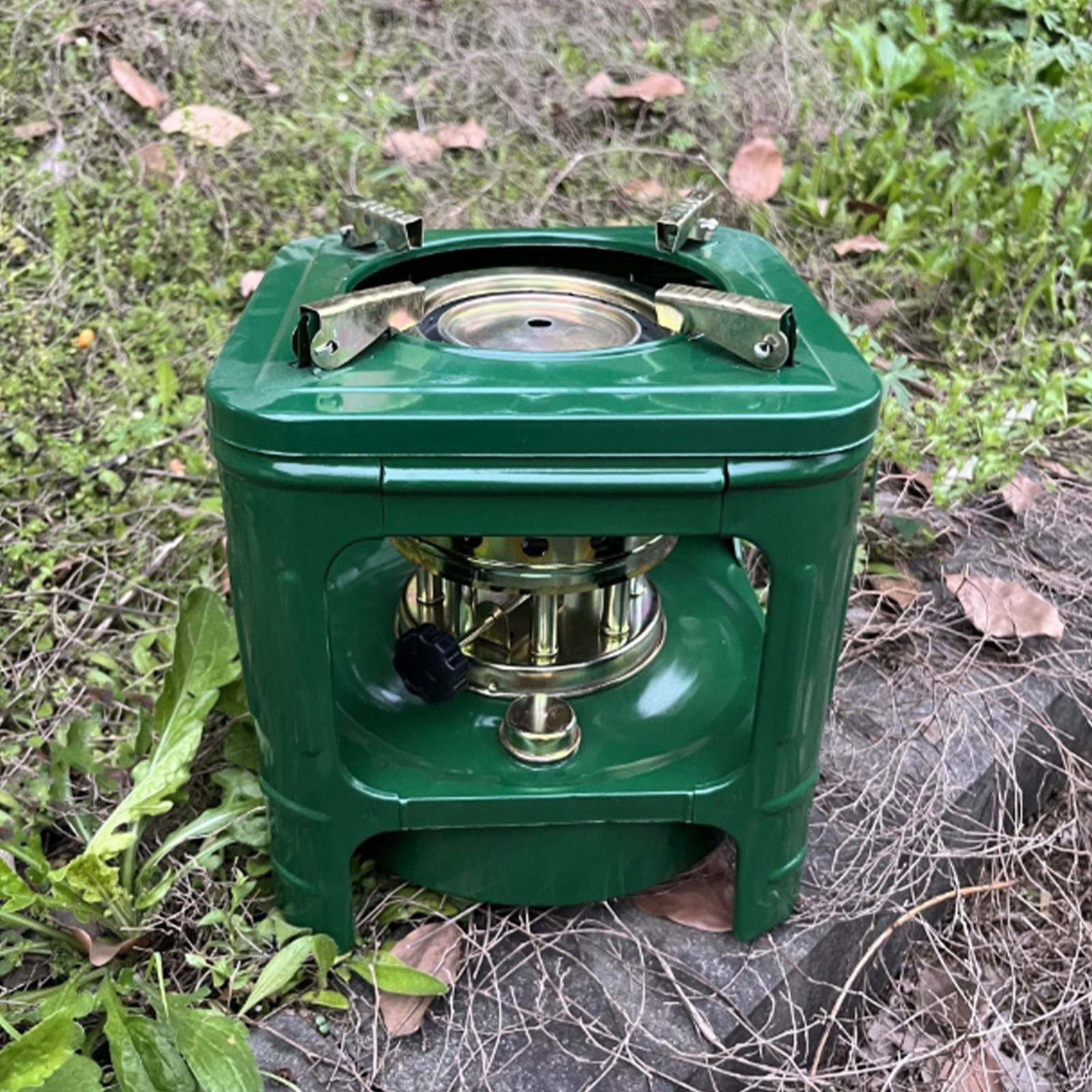 1xCompact Outdoor Cookware Furnace,Portable Kerosene & Diesel Stove,Efficient Portable Camping Stove for Backpacking and Outdoor Cooking,Metal Kerosene Pot for Boiling Water Cooking and Heating,Green