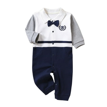 

Itsun Toddler Romper Boy Toddler Dress Suit Baby Boys Gentleman Clothes Sets Bow Ties Shirts + Suspenders Pants Outfits White 12-14 Months