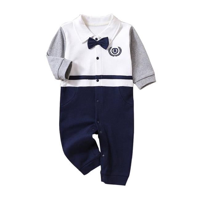 Zwiiyzr 2025 Ensemble une Pièce pour Bébé Garçon Style Collège Automne Combinaison Douce Style Britannique Intérieur et Extérieur Blanc