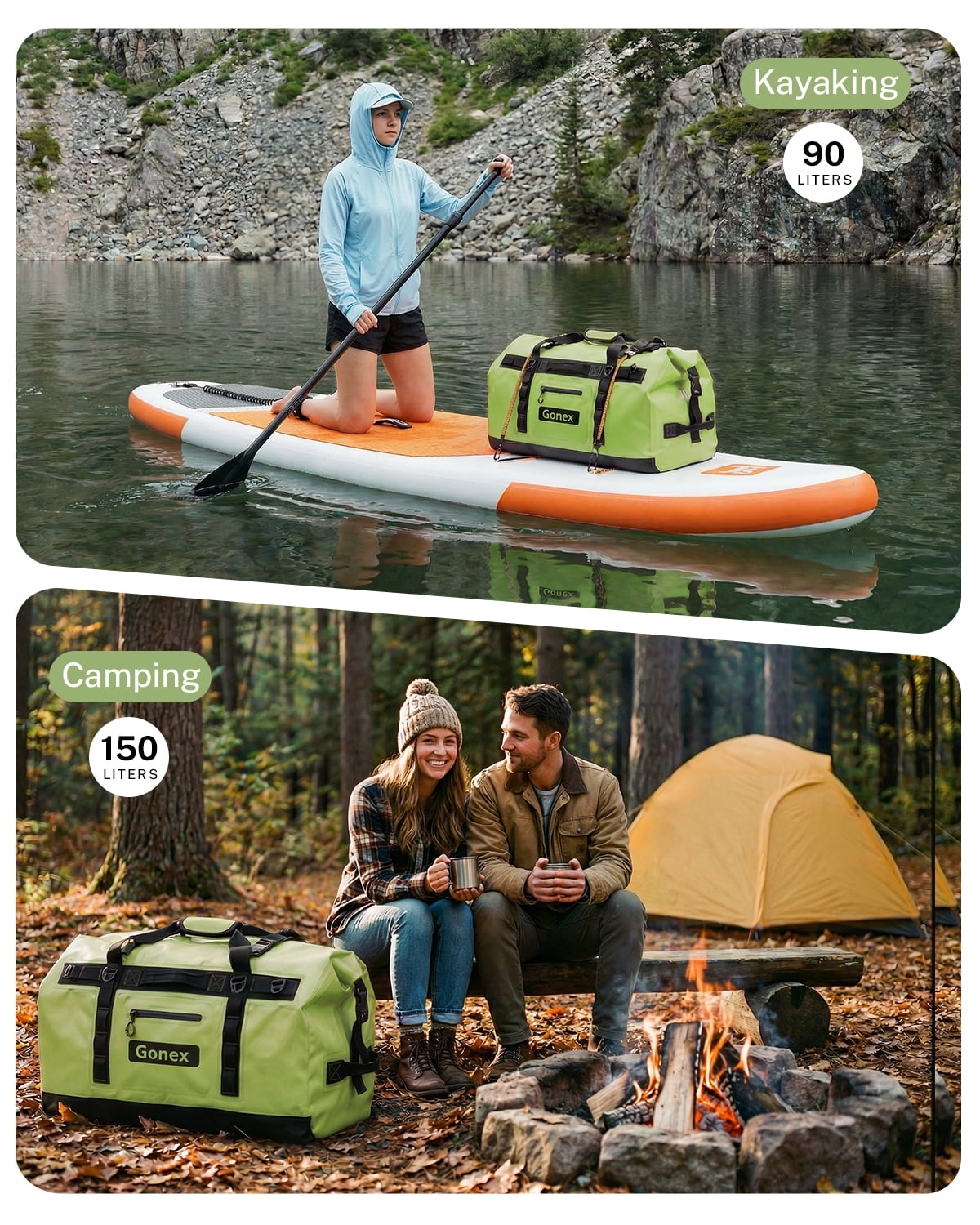 Gonex 150L Waterproof Dry Duffel Bag, 3-in-1 Convertible Large Backpack - Heavy Duty Travel Gear Hauler with Reinforced Thickened Bottom for Kayaking Paddleboarding Boating Rafting Fishing