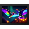 thumbnail image 2 of Stephen Chambers 14x11 Black Modern Wood Framed Wall Art Titled - Unreal Neon Hummingbirds, 2 of 6