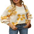thumbnail image 4 of Ladies‘ Loose Knit Pullovers with Long Sleeves and Drop Shoulders in Floral Design, 4 of 9