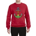 thumbnail image 2 of Trippy Mandala Nautical Colorful Mosaic Anchor | Mens Fashion Crewneck Graphic Sweatshirt, Red, Medium, 2 of 4