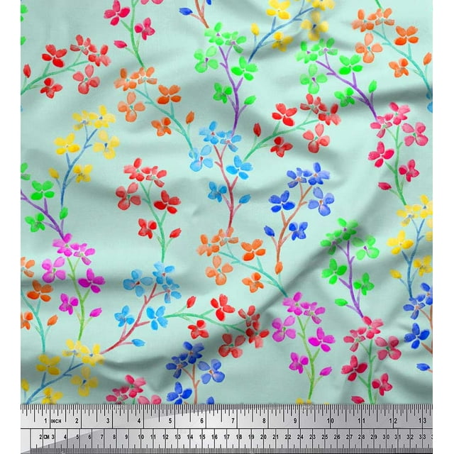Soimoi Georgette Viscose Fabric Lilac Floral Print Sewing Fabric Yard 42 Inch Wide