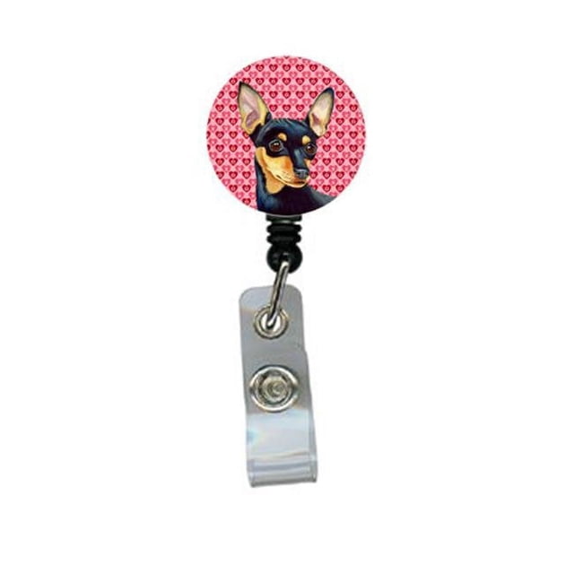 Carolines Treasures LH9155BR Min Pin Saint-Valentin Amour et Cœurs Badge Rétractable Ou Support d'Identité avec Clip