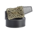 thumbnail image 2 of Cinturones para hombres Flor de plata con hebilla retro clásico 7 agujeros Diseño elegante Casual Jean Cinturón para hombres Jeans masculinos Pantalones Pantalones Negro Advancent AP004551-01, 2 of 7