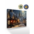 thumbnail image 2 of Christmas Snow Canvas Print Wall Art Framed Canvas Art Wall Decor Covered Night Town Street Moon Pictures Painting Morden Artwork for Living Room Bedroom, Ready to Hang - 12"x16", 2 of 6