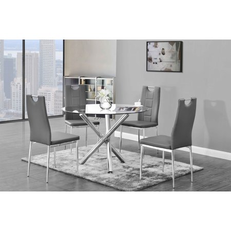 Best Master Furniture Crystal 5 Pcs Round Glass Dining Set, (Best Furniture In Usa)