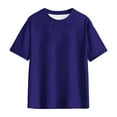thumbnail image 5 of Sweet Home Farm Short Sleeve Shirts for Women Summer Tops Crewneck Oversized T Trendy Solid/Flower Printed Beach Vacation Clothes T Shirts for Women Purple, 5 of 6