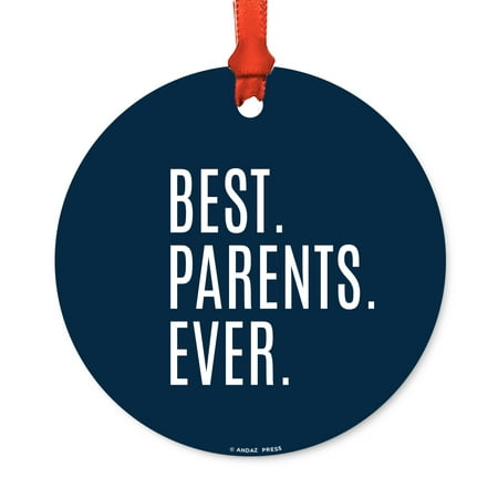 Round Metal Christmas Ornament, Best Papa Ever, Includes Ribbon and Gift Bag, Father's Day Birthday Present Gift