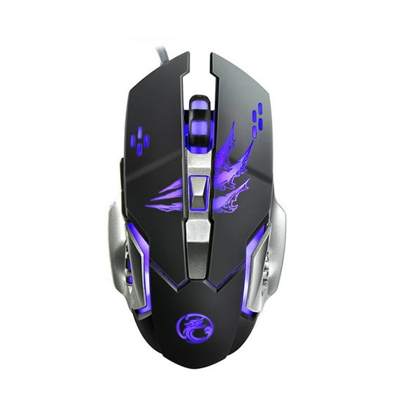 UHUYA Gaming Mouse A8 Wired E-sports Game Mechanical Mouse, Four-color Controllable Breathing Lamp, 6-key Custom Macro Programming, Four Gear DPI Variable Speed Adjustment Black