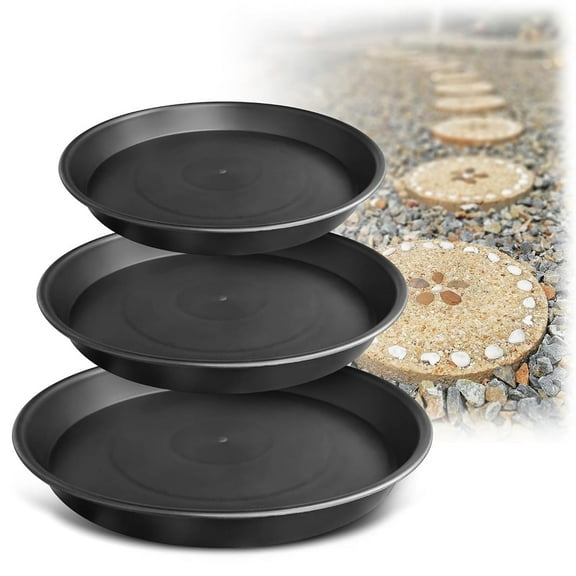 Tutuviw 3 Size Round Stepping Stone Mold,Cement Molds for Concrete,Plastic Concrete Molds for Casting Garden Pavement Precast and Forms Walkway (10"/11.4"/12.6", Black)