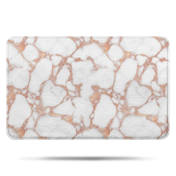 White Marble Rose Gold Line Pattern Bathroom Rugs Mat,Non Slip Microfiber Bathroom Rug,Rubber Backing,Soft Bathroom Mats for Bathroom Floor,Tub and Shower,17x27in(43x68cm)