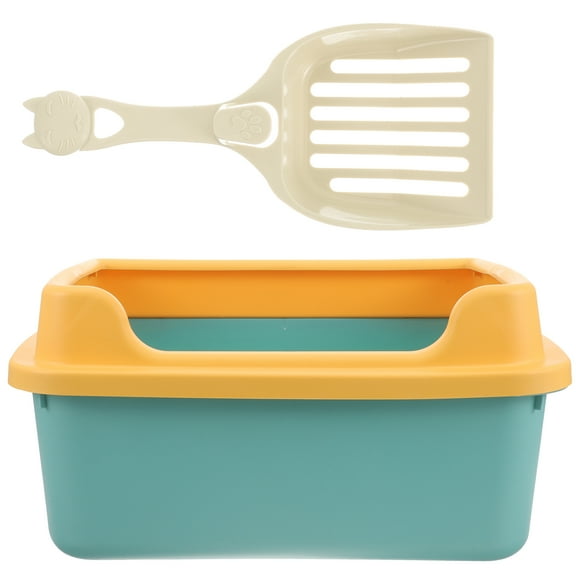Gymnture Open Top Cat Litter Tray with Scoop - Green