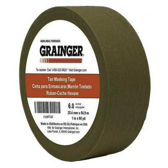 Manufacturer Varies Masking Tape,1" W,60 yd L,Tan TC97-1" X 60YD