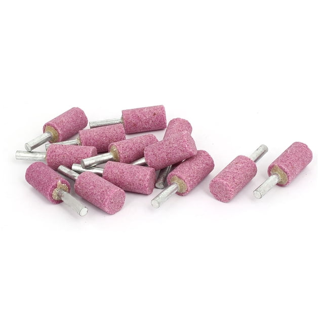 Punta de molienda montada en mandril de cabeza cilíndrica de 6 mm de vástago 16 mm x 30 mm color rosa 12 piezas