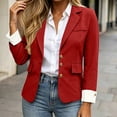 thumbnail image 6 of Women's Blazers Business Casual Lapel Collar Long Sleeve Contrast Cuff Work Office Suit Jackets with Pockets (L, Red), 6 of 8