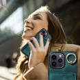 thumbnail image 6 of Nalacover for iPhone 11 Pro Ring Holder Wallet Case with Kickstand Magnetic Clasp, Credit Card Slots Holder Premium PU Leather Purse Cover, TPU Bumper Shockproof Anti-Scratches Case,Green, 6 of 17