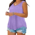 thumbnail image 3 of Posijego Plus Szie Tank Tops for Women V Neck Undershirts Loose Causal Summer Sleeveless Basic Tees Tunic Tops for Women, 3 of 8