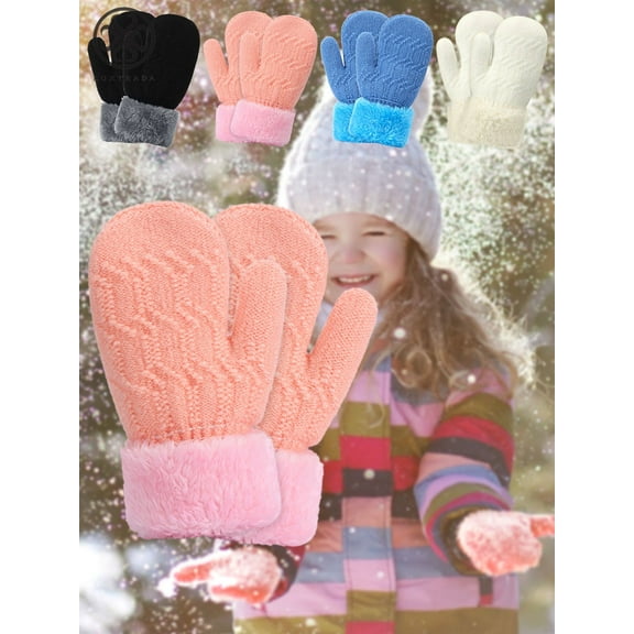 Luxtrada Winter Mittens Gloves for Baby Kids Toddler Newborn Infant, Unisex Cute Warm Fleece Lined Thick Thermal Gloves for Boys Girls (0 months-36 months)