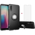 thumbnail image 1 of Phone Case for Huawei P20 Pro with Tempered Glass Screen Protector Cover and Magnetic Stand Ring Holder Slim Hybrid Hard Cell Accessories Protective Huawei P 20Pro Cases Men Black, 1 of 7