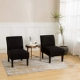thumbnail image 4 of SHANNA Stretch Armless Chair Slipcovers, Water-Repellent Armless Accent Chair Covers Protector, Black, Set of 2, 4 of 9
