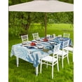thumbnail image 4 of nqOlkjepod Blue Coastal Fish Outdoor Tablecloth with Umbrella Hole & Zipper, Summer Ocean Flower Stripe Coral Rectangle Table Cover 54x80 Inch, Dining Waterproof Table Cloth Protector for Patio, 4 of 7