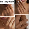 thumbnail image 3 of 14K Gold Plated 1.3mm Thin Stackable Rings for Women - Minimalist Non Tarnish Half Cubic Zirconia Band Rings - Dainty Trendy Statement Stacking Rings Set Size 6-10, 3 of 5
