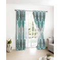 thumbnail image 3 of Turquoise Boho Flowers Blackout Curtains for Bedroom/Living Room, Thermal Insulated Kitchen Curtains, Modern Luxurious Geometric Floral Grommet Darkening Window Treatment Drapes 52"x63"x2, 3 of 8