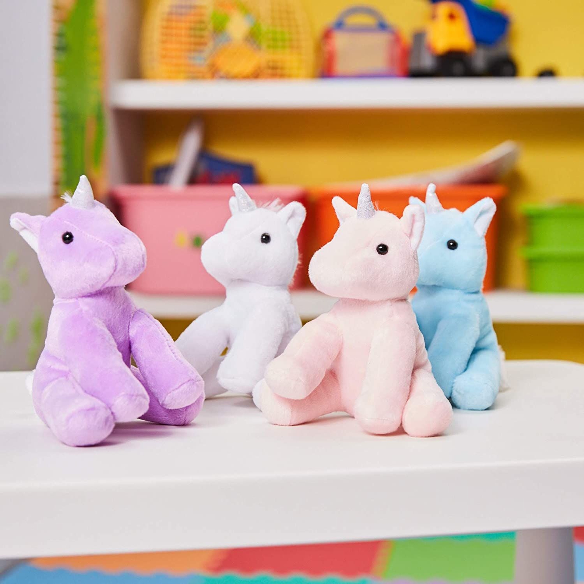 4 Pack Small Unicorn Plush for Girls, 7-inch Stuffed Animal Toys for Kids Birthday Gifts, Pastel Party Favors (4 Colors) - image 3 of 10