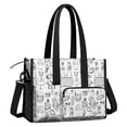 thumbnail image 2 of Teacher Tote Bag,Black and White Football Elements Pattern Teacher Utility Tote Bag,Large Work Tote Bags for Women with Multiple Pockets,Top Zipper Closure,13.8x10.6x6.7 Inch, 2 of 5