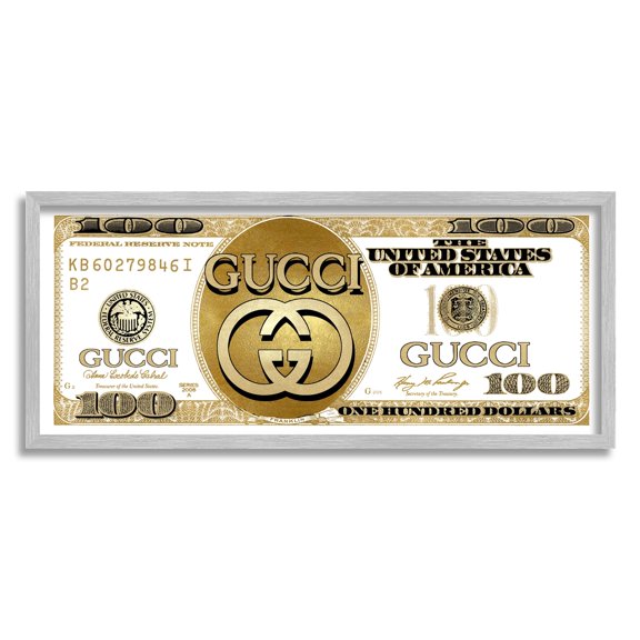 Stupell Industries Chic Fashion Money Dollar Bill Glam Design Framed Wall Art, 24 x 10, Design by Madeline Blake