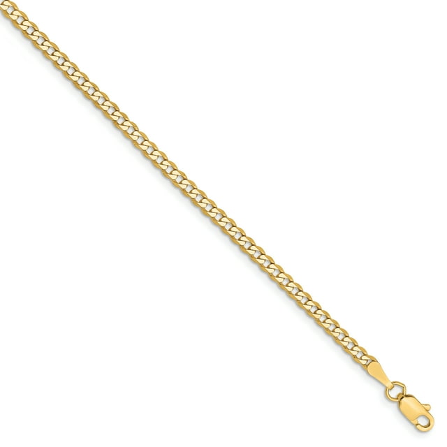 14k Yellow Gold 10 Inch 2.3mm Curb Anket Anklet Ankle Bracelet Chain Beveled