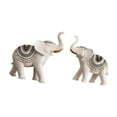 thumbnail image 2 of Good Luck Decorative Sculpture Animal Figurine Tabletop Housewarming Gifts Crafts Couple Elephants Statue for Bookcase Office Living Room White, 2 of 9