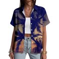thumbnail image 7 of Yopmin Tropical Shirts for Women Palm Tree Print Summer Tropical Hawaiian Blouse Button Down for Beach Vacation Travel Summer, 7 of 7