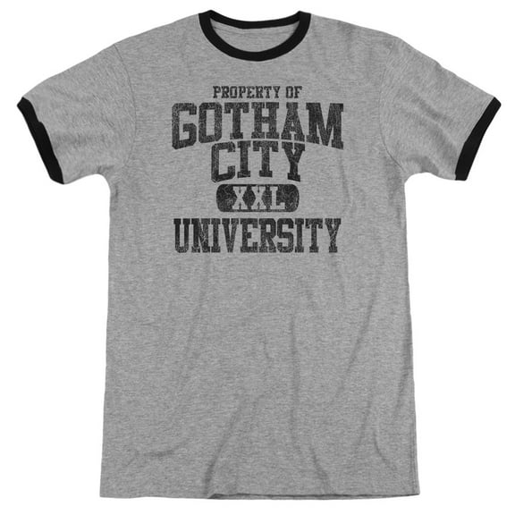 Batman Property Of Gcu Adult Ringer T-Shirt Heather Black