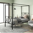 thumbnail image 2 of Aukfa Twin Canopy Bed Frame, Four-Poster Metal Platform Bed with X Shaped Headboard - Black, 2 of 8