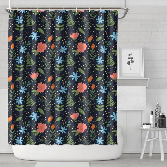 Pioneer Flower Floral Print Pattern Shower Curtain 84"x72", Bathroom Decorative Shower Curtain Set with 12 Hooks, Waterproof Washable