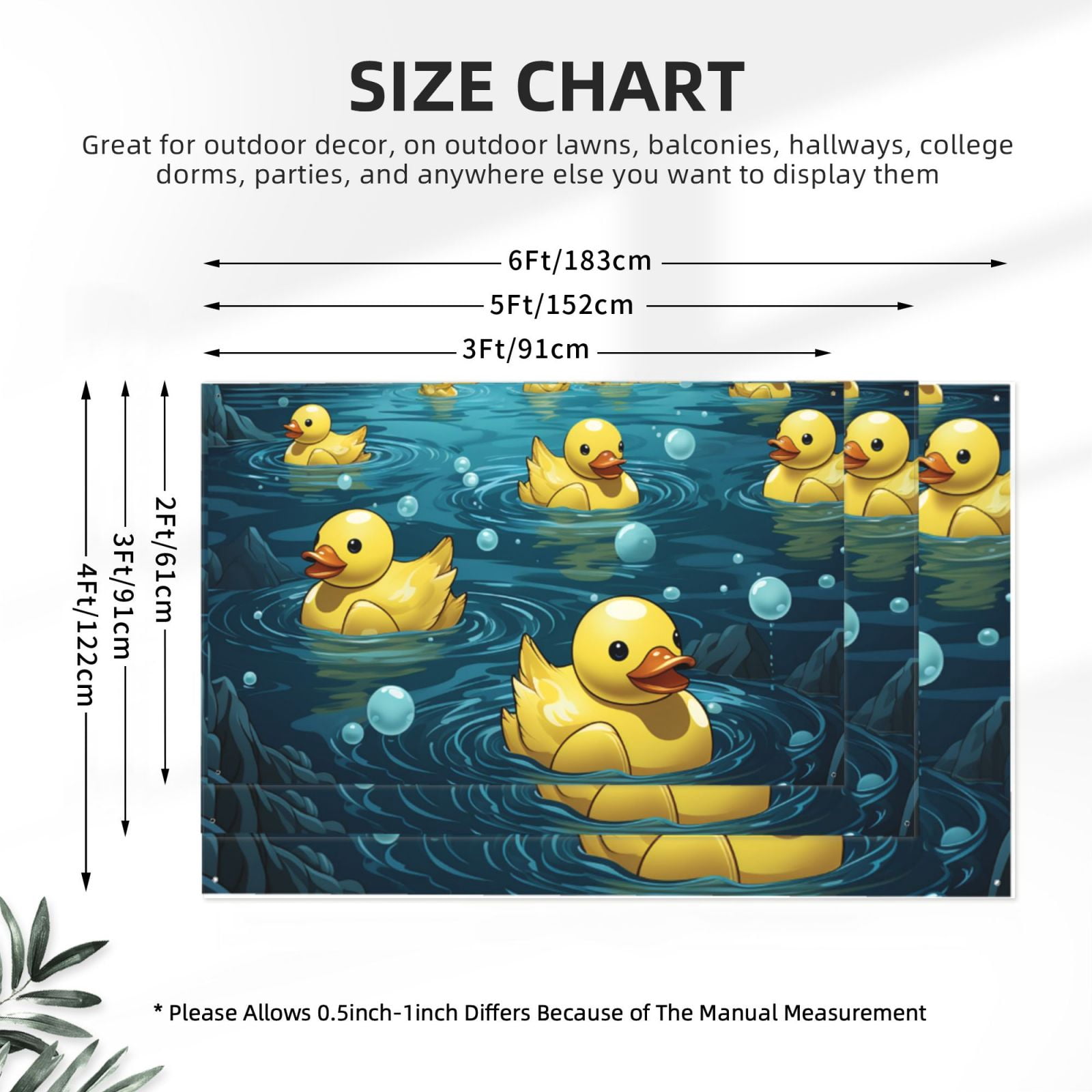 Rubber Duck Cool Yellow Ducks Four Hole Decorated Banner Flag for Garden Yard Home Decoration Indoor Outdoor 4x6 Ft
