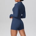 thumbnail image 5 of Gamivast 2 Piece Outfits for Women Zip Up Long Sleeve Crop Top & High Waist Biker Shorts Workout Sets Solid Sporty Yoga Gym Activewear Tracksuits, 5 of 5