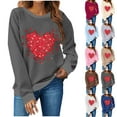 thumbnail image 4 of gakvbuo Valentine Day Shirt For Women Trendy Long Sleeve Tunic Tops Cute Love Hearts Graphic Tees Round Neck Casual Funny Shirts Tops Blouse Pullover Tops, 4 of 4
