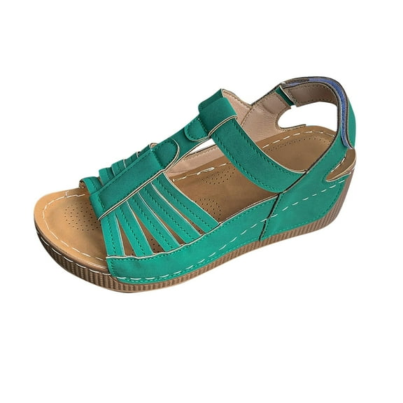 CQONEPT Platform Heels for Women Open Toe Chunky High Heels Ankle Strap Block Heeled Sandals Wedding Party Wedges Pumps Green Size 6