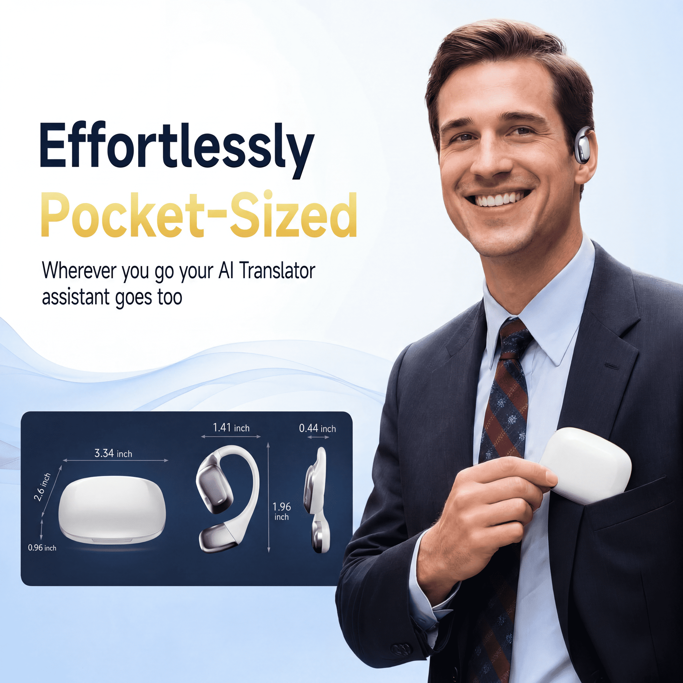 AI Translation Earbuds Real Time, Translator Earbuds for 144 Languages, Bluetooth Wireless Headphones, Two-Way translation device , iOS and Android for Travel, Learning