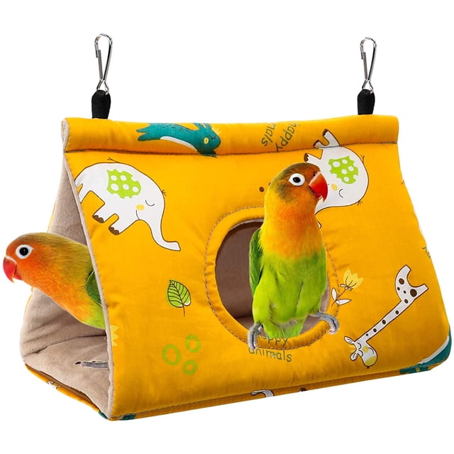 Nido de pájaro cálido para invierno: hamaca colgante, jaula de peluche esponjosa, cama oculta para dormir para loros, periquitos, cacatúas y periquitos (pequeña)