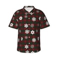 thumbnail image 1 of Balery Plaid Snowflakes Festive Camisas hawaianas de manga corta para hombre, camisas playeras de corte holgado, camisas de vacaciones con botones,X-Large, 1 of 7