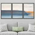 thumbnail image 3 of PixonSign Framed Wall Art Set Blue & Orange Paint Stroke Sea Landscape Graffiti Patterns Artwork Neutral Minimalism Contemporary Colorful Modern Prints for Home Decor - 16"x24"x3 Panels Black, 3 of 5