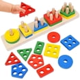 thumbnail image 1 of Juegos Montessori para niños de 1 2 3 años, niñas y niños pequeños, juegos de clasificación de madera apilables para todos los niños 1-3 mamelucos de madera para todos los niños, juegos educativos de, 1 of 4