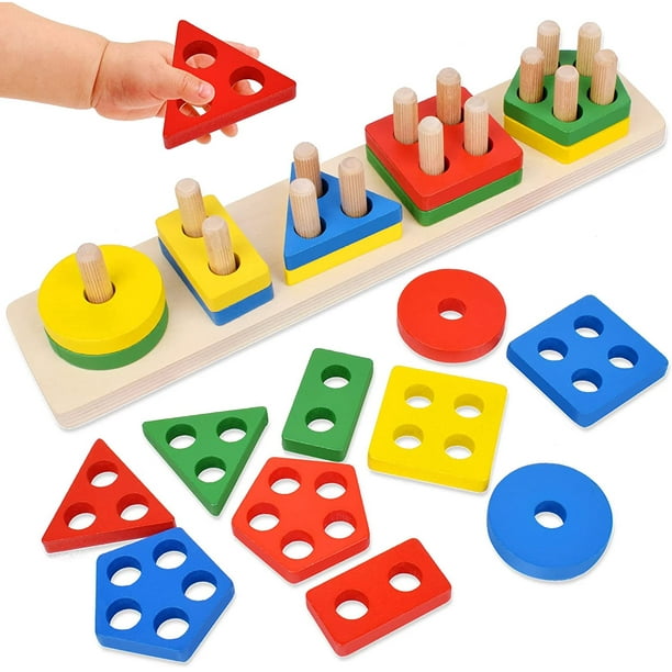 Juegos Montessori para ninos de 1 2 3 anos ninas y ninos pequenos juegos de clasificacion de madera apilables para todos los ninos 1 3 mamelucos de madera para todos los ninos juegos