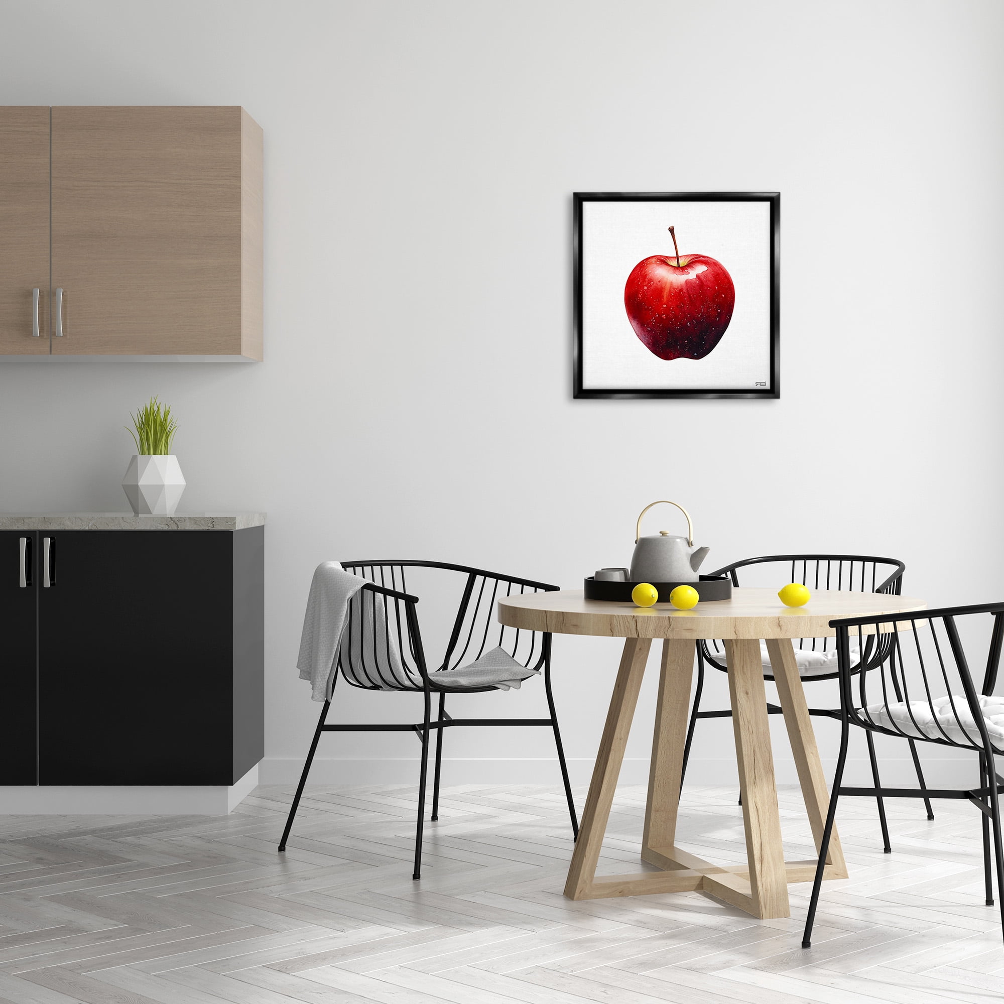 Stupell Industries Bold Red Apple Food & Beverage Painting Black Floater Framed Canvas Art Print Wall Art, 25 x 25